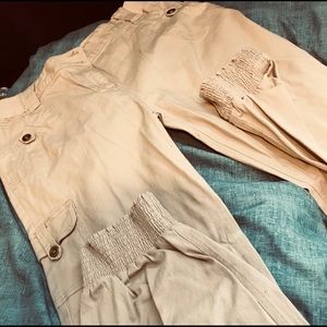 Khaki baggy fit scrunch bottom pant